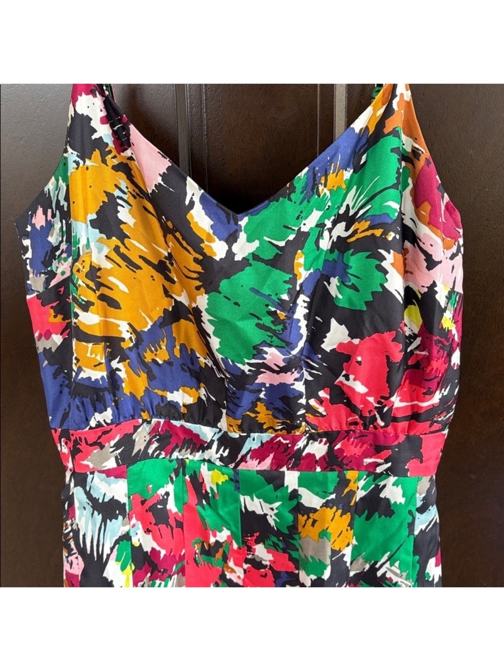 J.Crew 100% Silk Brushstroke Abstract Floral Fit & Flare Dress Size 2 Lined - Picture 5 of 13